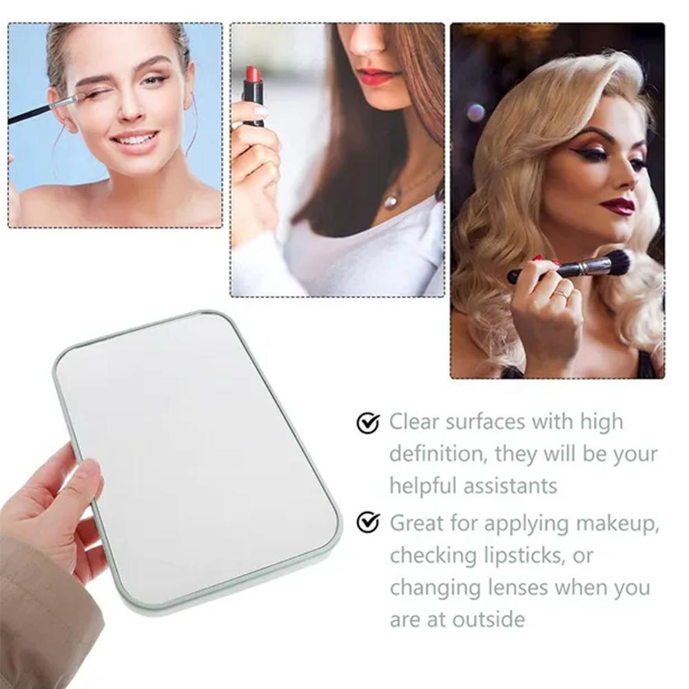 thumbnail image 2 of Wartleves Espejo de maquillaje portátil para rostro, espejo cuadrado plegable grande de escritorio, gran oferta, 2 of 7