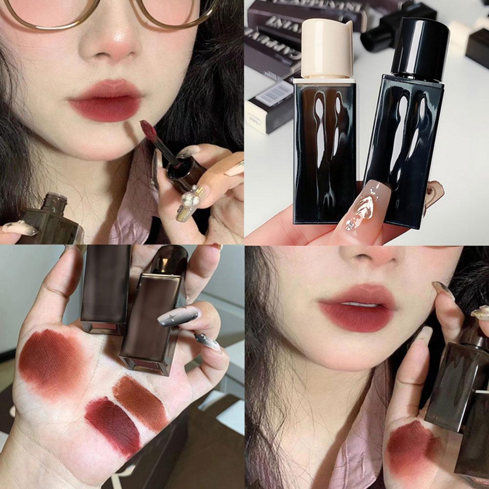 thumbnail image 3 of SGACAI Lápiz labial líquido resistente al agua de color marrón oscuro mate aterciopelado R1N Z3, 3 of 7