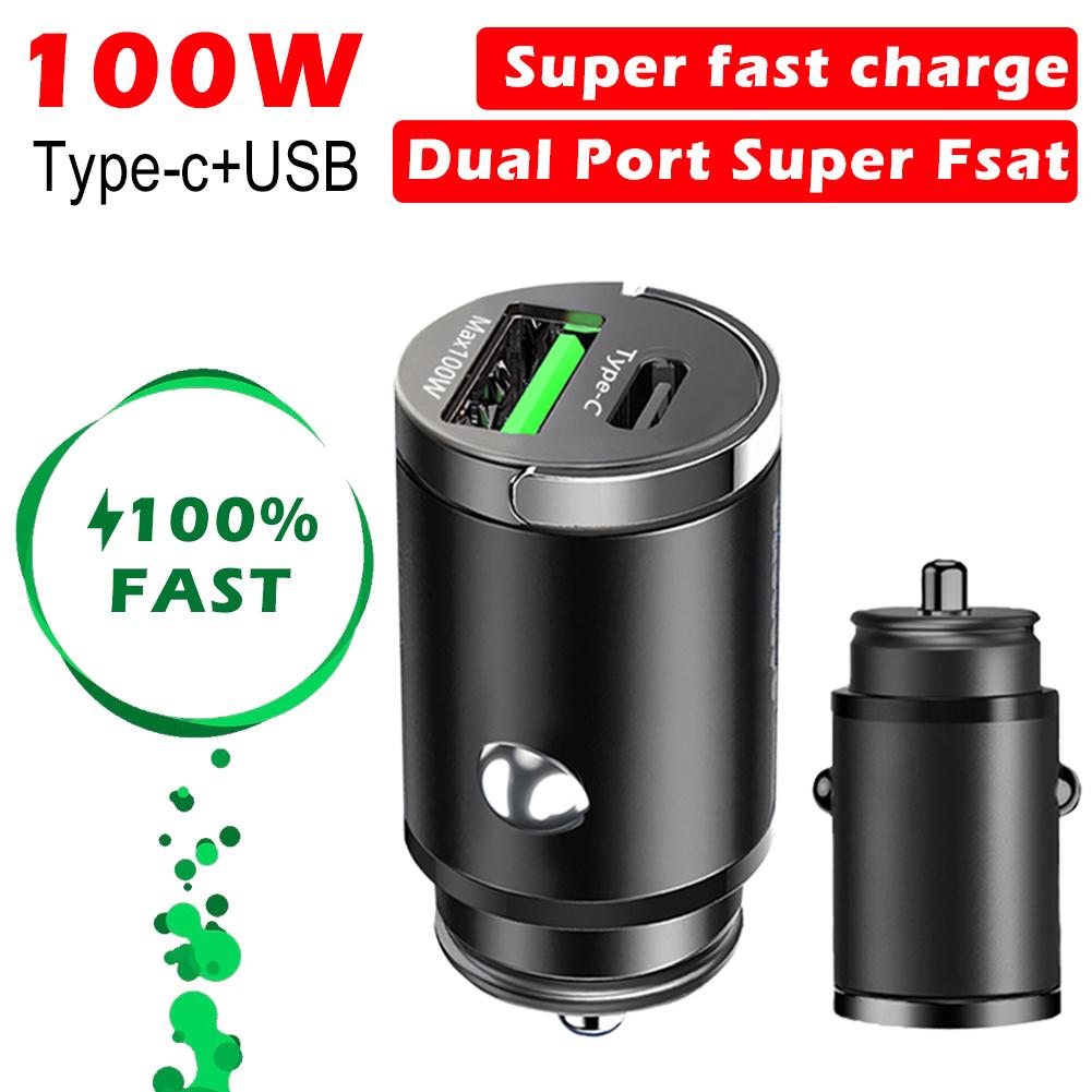 thumbnail image 3 of Ruifaya 1 cargador de coche USB tipo C de carga rápida 30 W/100 W QC3.0 PD Mini adaptador de puerto dual, 3 of 7