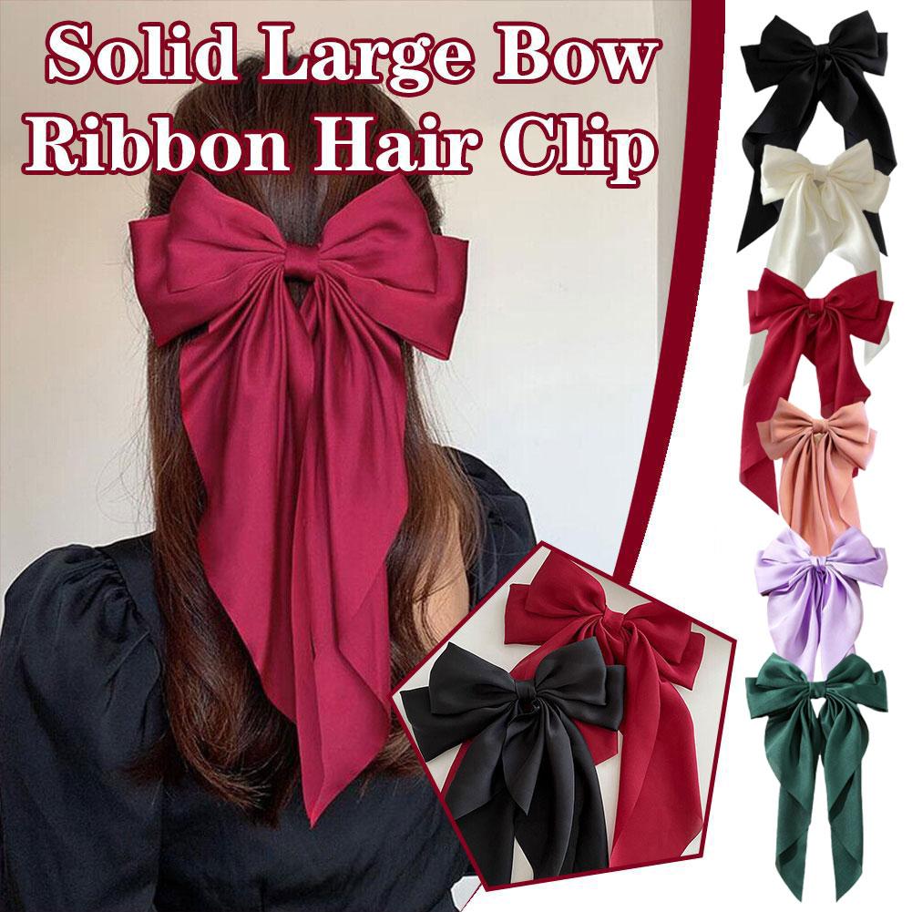 thumbnail image 4 of Wartleves Pasadores de cinta con lazo grande para mujer, horquillas de acero, pinzas para el cabello de satén, accesorios para el cabello MEJOR, 4 of 7