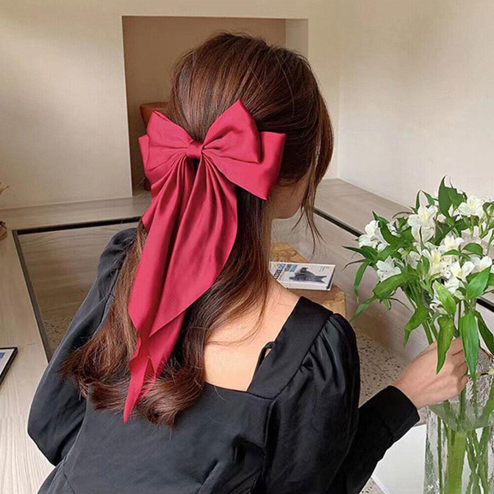 thumbnail image 3 of Wartleves Pasadores de cinta con lazo grande para mujer, horquillas de acero, pinzas para el cabello de satén, accesorios para el cabello MEJOR, 3 of 7