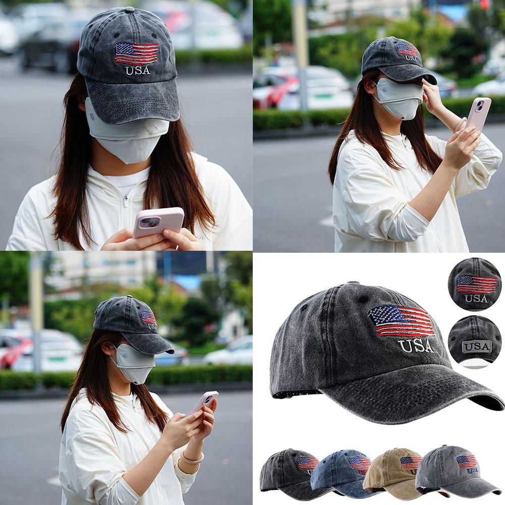 thumbnail image 4 of SGACAI Gorras de béisbol para hombres, gorra de béisbol clásica de malla transpirable con parche de bandera estadounidense, 4 of 7