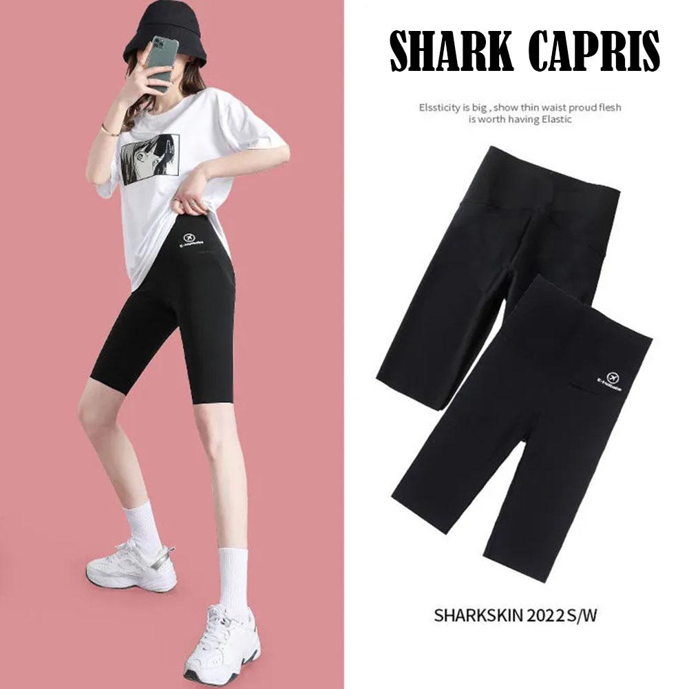 thumbnail image 2 of Wartleves Pantalones cortos de yoga de cintura alta para mujer, con bolsillo, para gimnasio, ciclismo, pantalones de motociclista, deportes de moda, 2 of 7