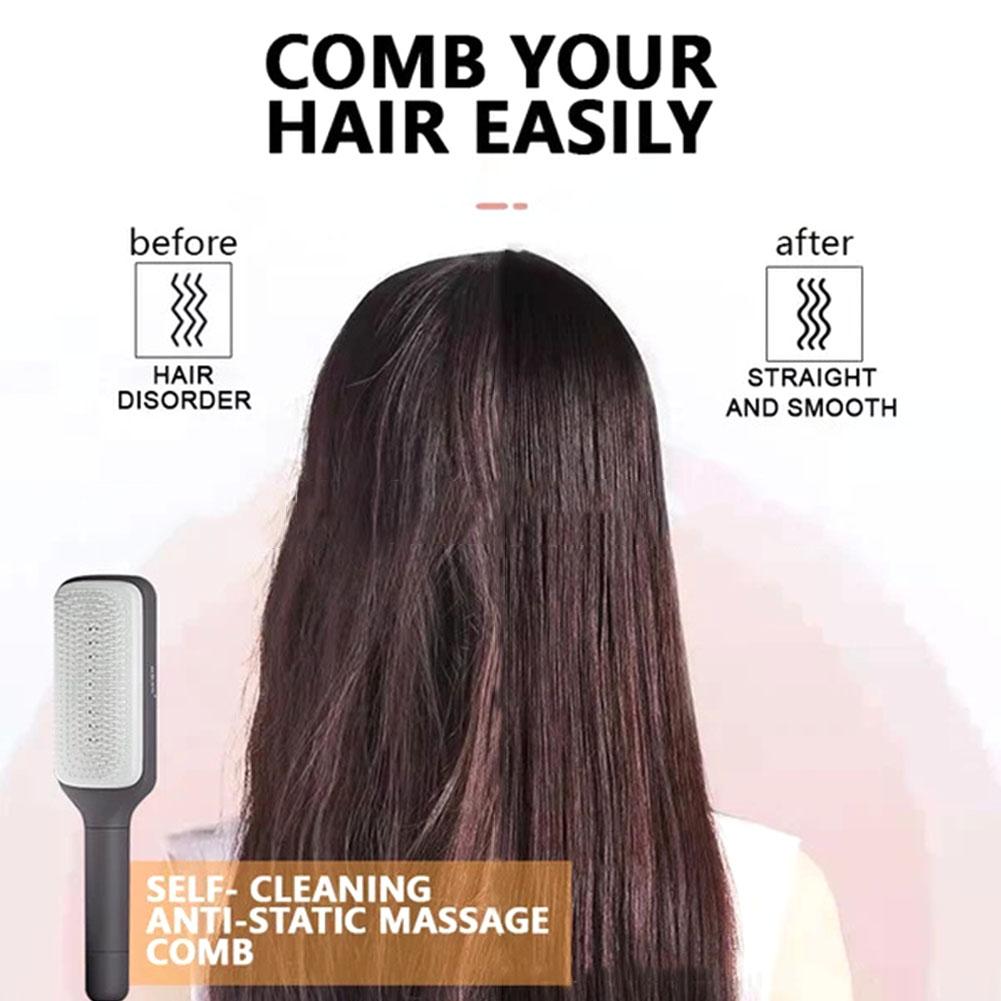thumbnail image 2 of SGACAI Cepillo para el cabello autolimpiante, cepillo de masaje con colchón de aire, antiestático, para peinar el cabello, 2 of 7