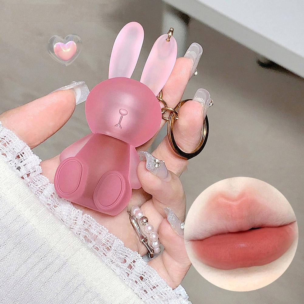 thumbnail image 5 of Ruifaya Llavero colgante lápiz labial de conejo rosa lindo lápiz labial de terciopelo Q HOT Matte, 5 of 7