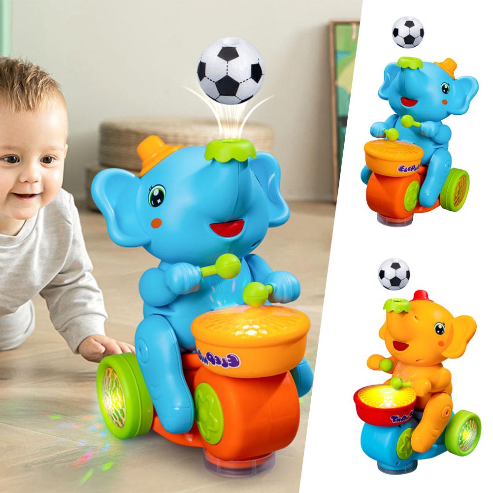 thumbnail image 3 of Wartleves Carrito de elefante, juguete músico, batería para bebé, aprendizaje temprano, tambor para caminar, decoración, 3 of 7