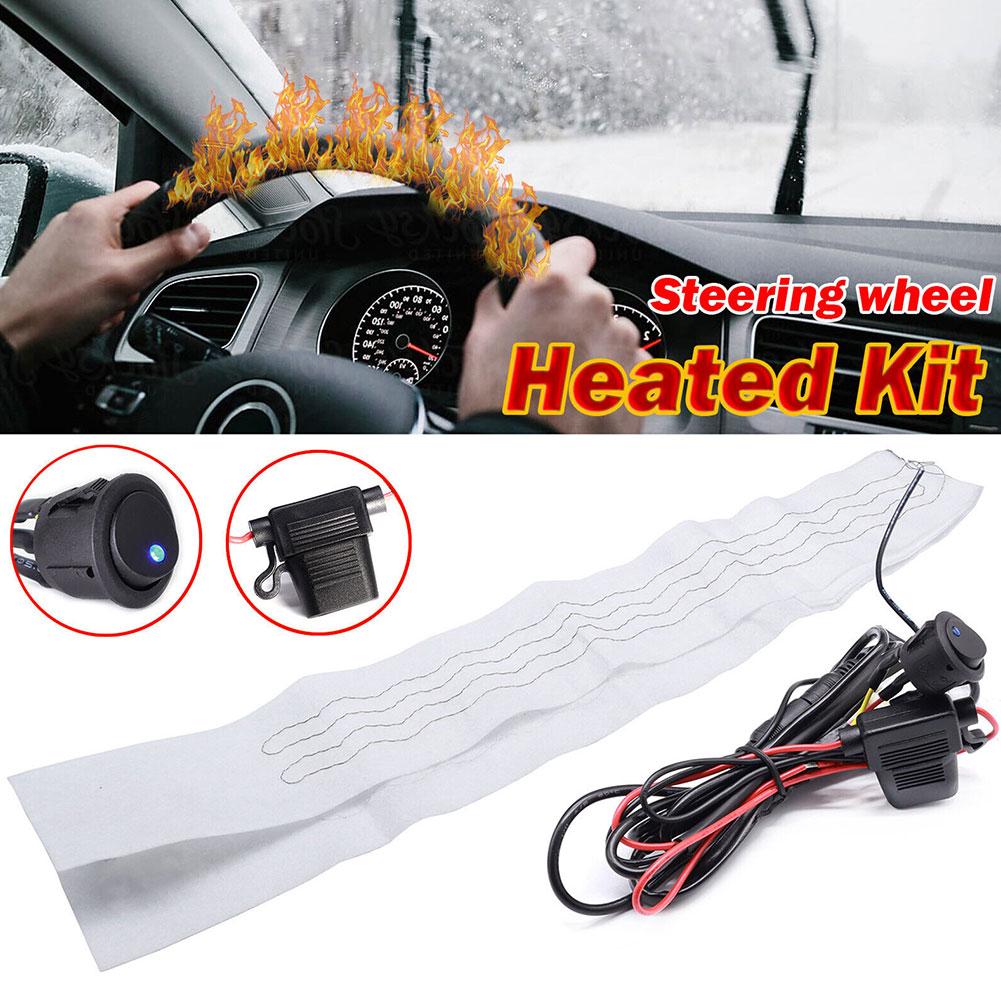 thumbnail image 3 of Wartleves Kit de bricolaje de funda de volante calefactable universal para coche de invierno con interruptor de almohadilla cálida, 3 of 7