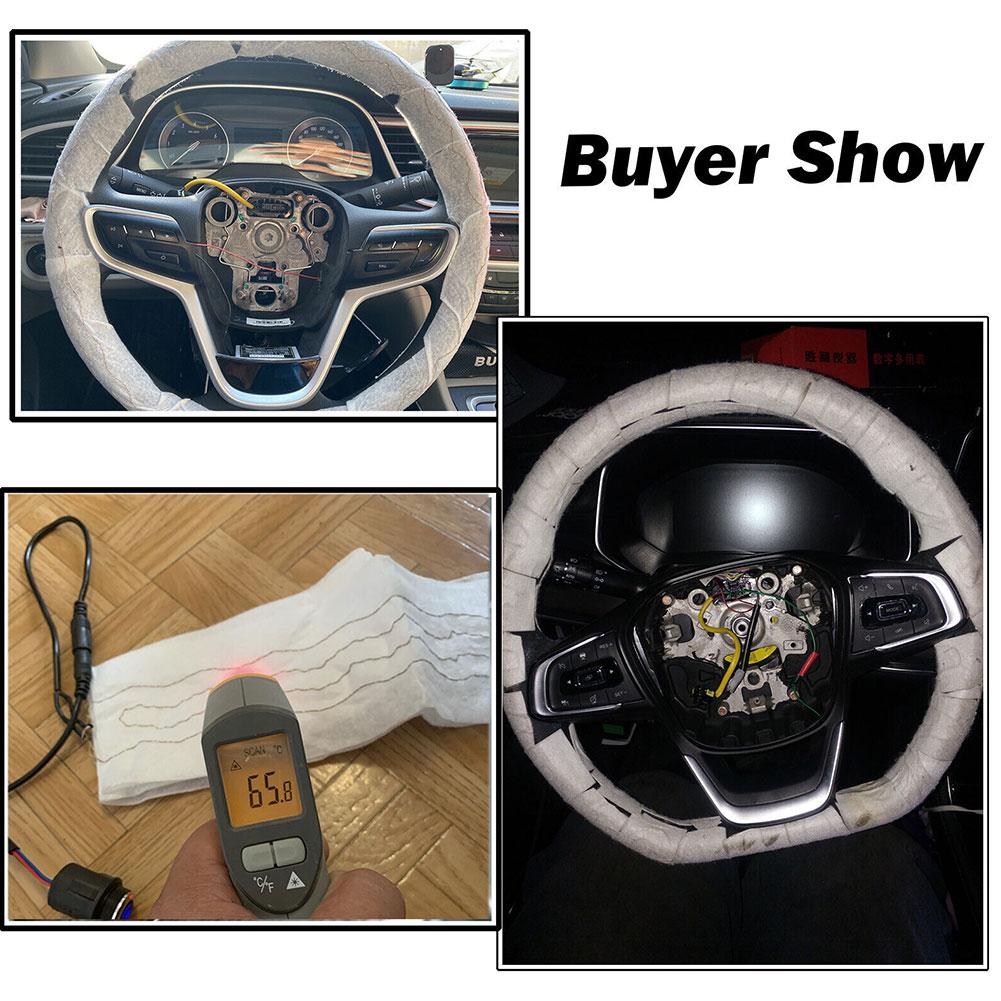 thumbnail image 2 of Wartleves Kit de bricolaje de funda de volante calefactable universal para coche de invierno con interruptor de almohadilla cálida, 2 of 7