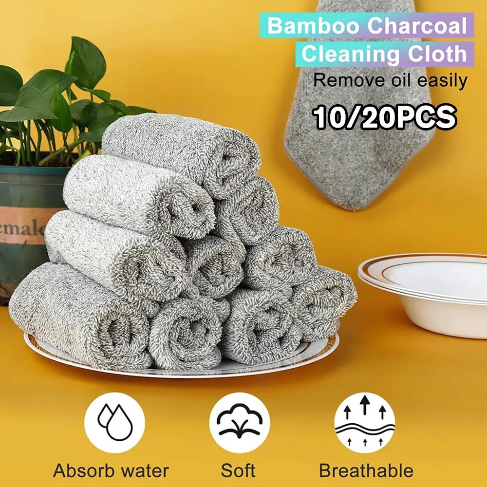 thumbnail image 4 of Wartleves Paños de cocina de fibra de carbón de bambú 1020 piezas para una limpieza eficiente del hogar UKGJ, 4 of 7