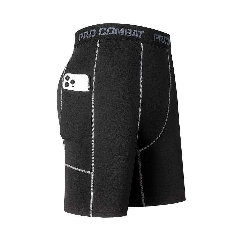 thumbnail image 5 of Wartleves Pantalones cortos de compresión deportivos para hombre con bolsillo, 5 of 7