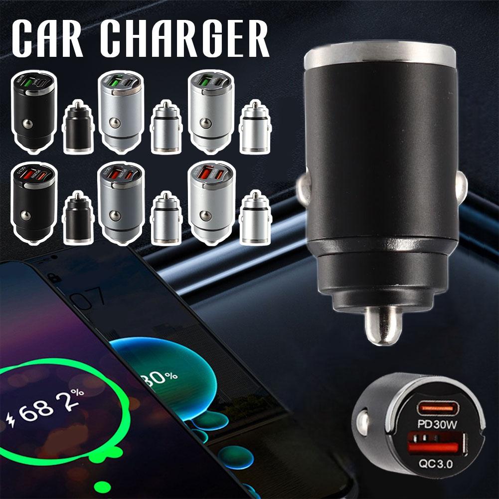 thumbnail image 2 of Ruifaya 1 cargador de coche USB tipo C de carga rápida 30 W/100 W QC3.0 PD Mini adaptador de puerto dual, 2 of 7