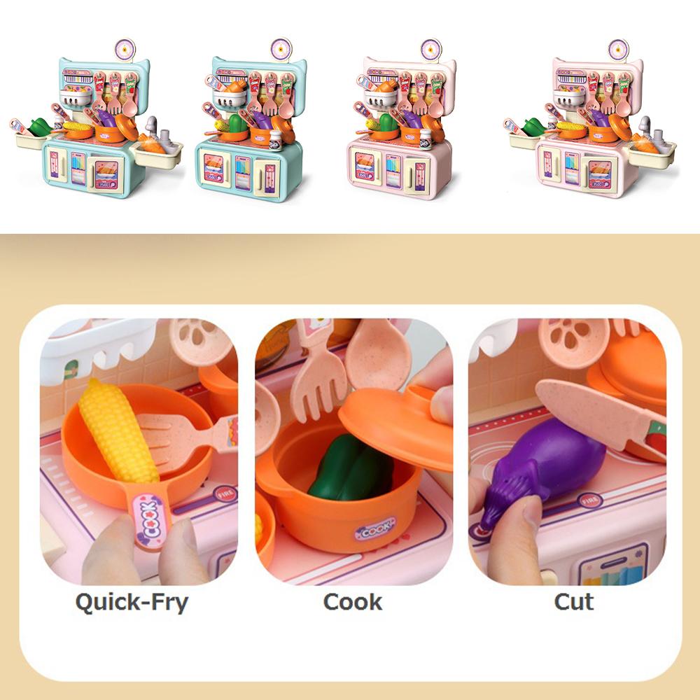 thumbnail image 5 of Ruifaya Juego de cocina para niños, juego de simulación, minicocina rosa, accesorios de vajilla para niños, 5 of 7