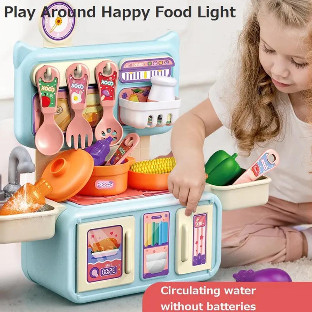 thumbnail image 3 of Ruifaya Juego de cocina para niños, juego de simulación, minicocina rosa, accesorios de vajilla para niños, 3 of 7