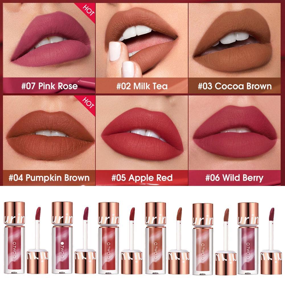 thumbnail image 2 of Wartleves Lápiz labial mate rojo nude aterciopelado de 7 colores, antiadherente, de larga duración, 9CI3, 2 of 7
