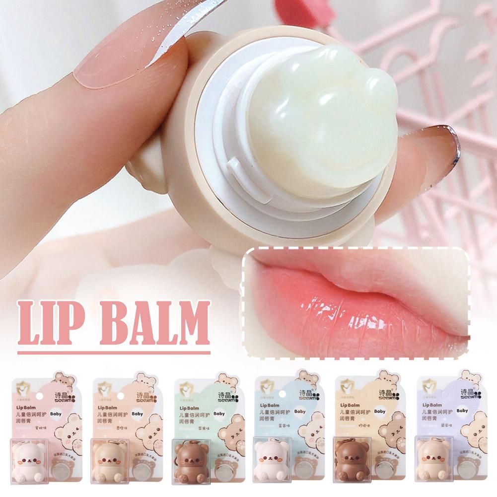thumbnail image 4 of Wartleves Bálsamo labial con forma de osito para niños, portátil, con sabor a frutas, con llavero, hidratante, antisequedad, antigrietas, antiarrugas, antiarrugas, ingredientes naturales, cuidado de l, 4 of 7