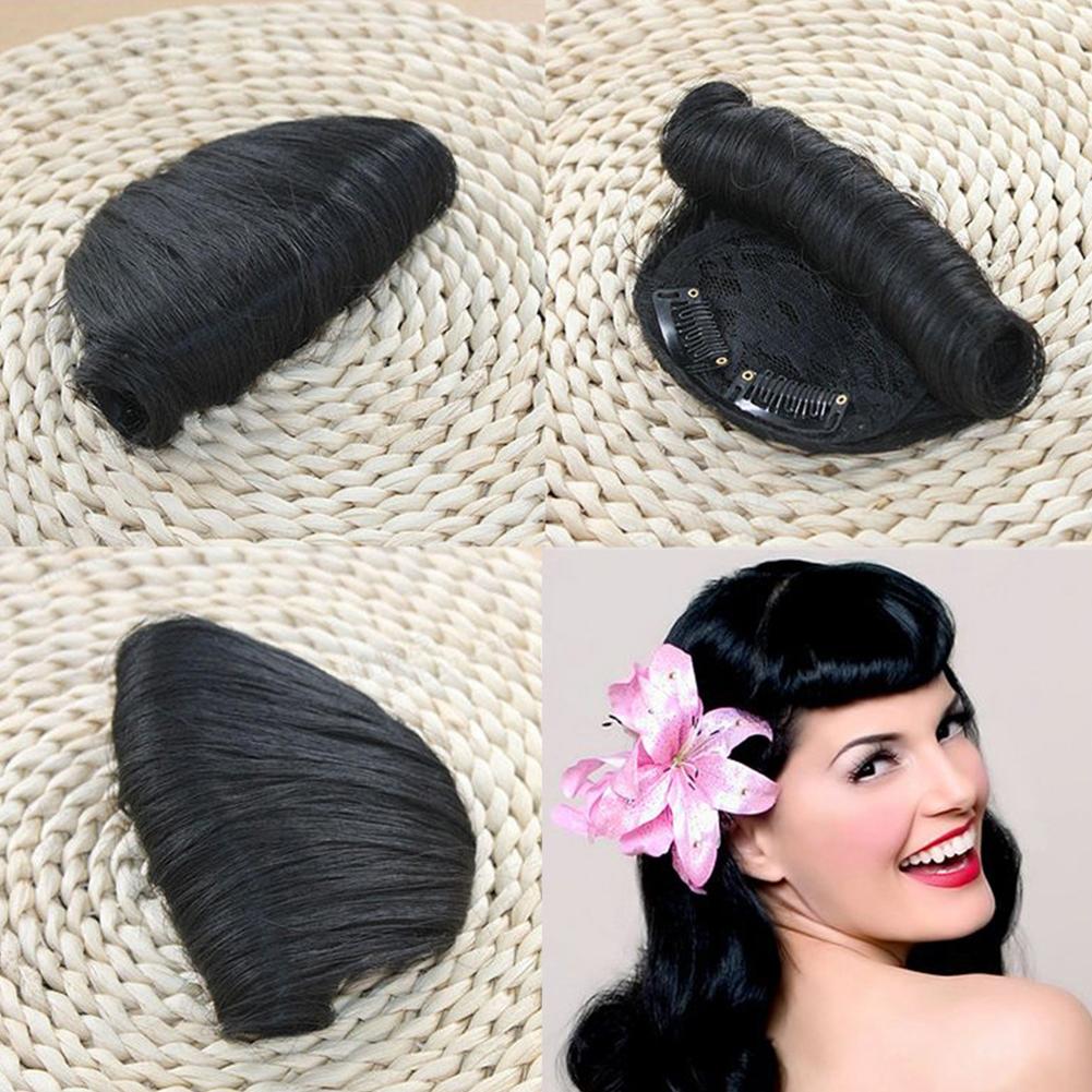 thumbnail image 2 of SGACAI Flequillo Clip de pelo sintético corto rizado flequillo retro caliente W7, 2 of 7