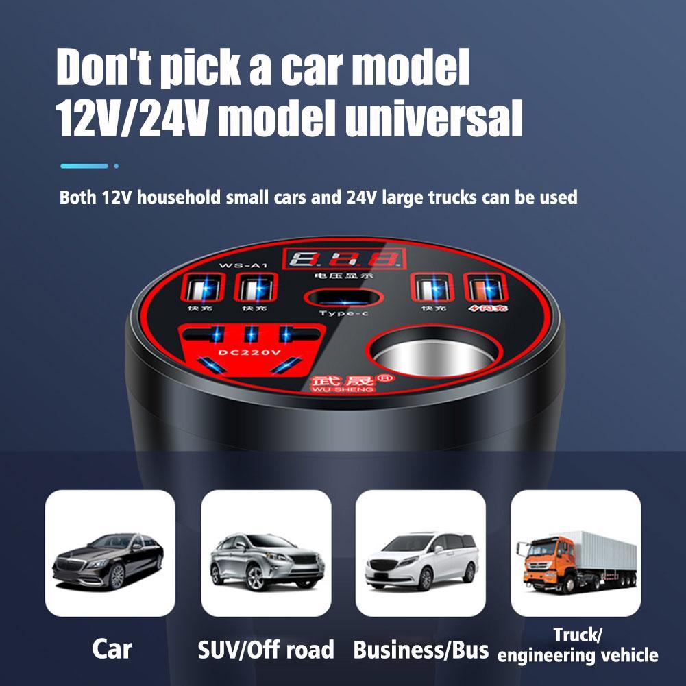 thumbnail image 5 of Wartleves Inversor de corriente digital para automóvil de 200 W, inversor multifuncional integrado UKGJ✨., 5 of 7