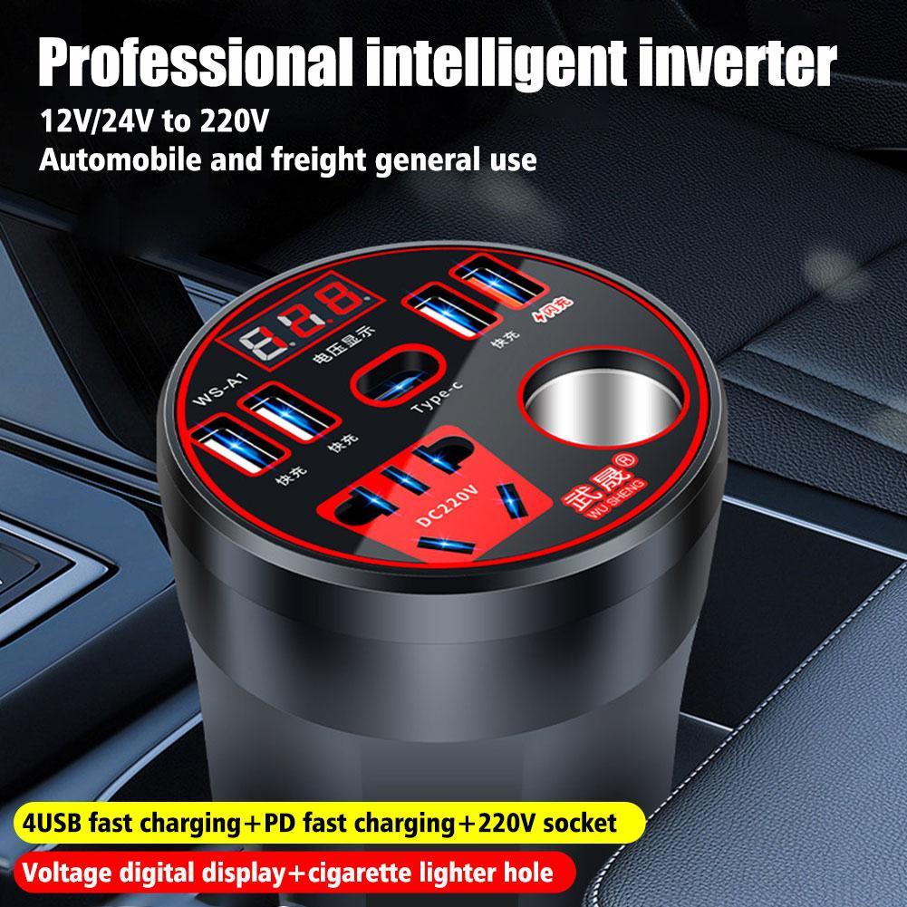 thumbnail image 4 of Wartleves Inversor de corriente digital para automóvil de 200 W, inversor multifuncional integrado UKGJ✨., 4 of 7