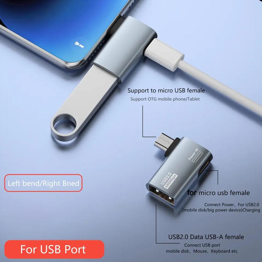 thumbnail image 2 of SGACAI Adaptador de cable OTG 4K con ángulo de 90 grados y micro USB GXW USB OTG a S7I3, 2 of 7
