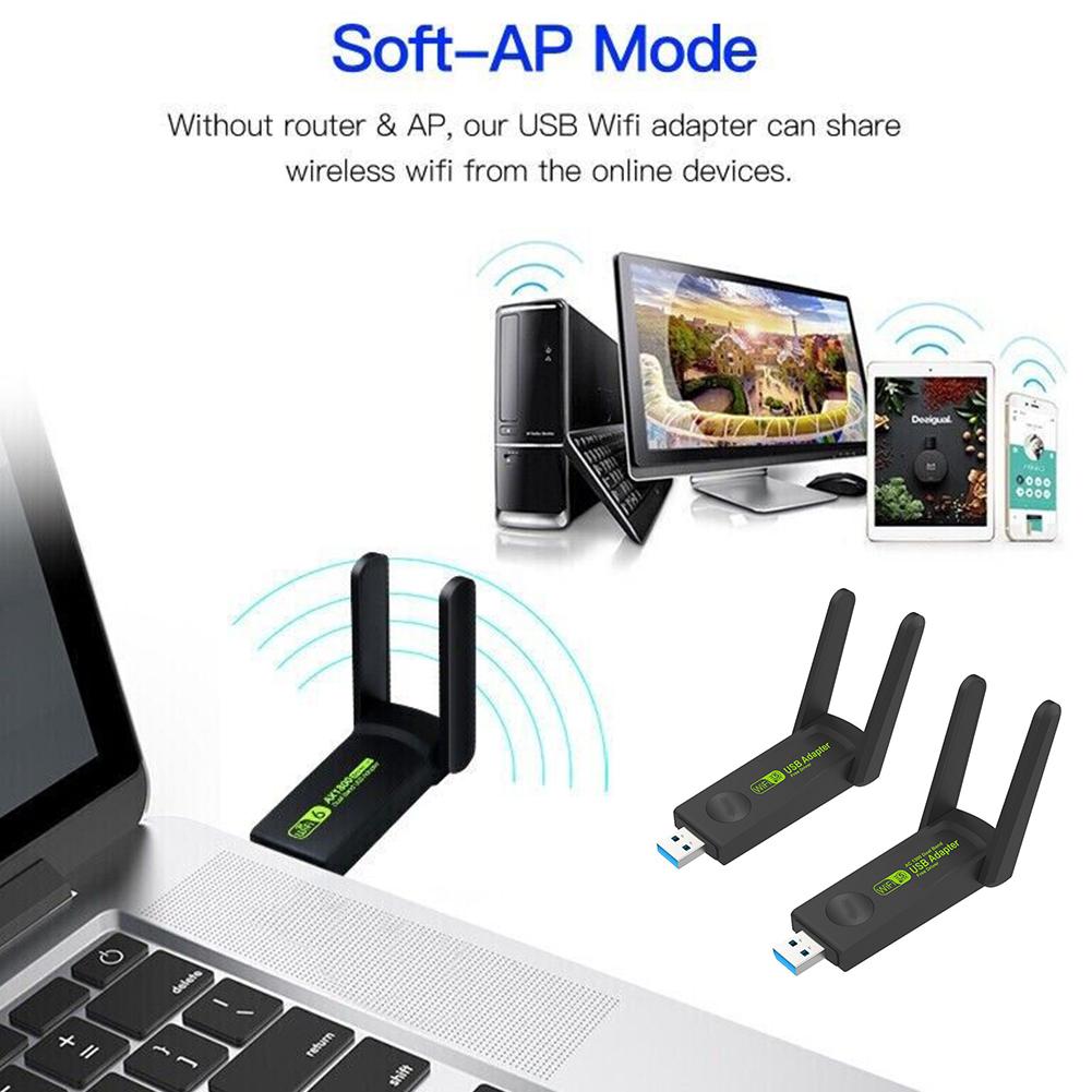 thumbnail image 4 of Wartleves Adaptador USB 3.0 WIFI 1300mbps Dongle inalámbrico Banda dual 2.4G/5G Nuevo, 4 of 7