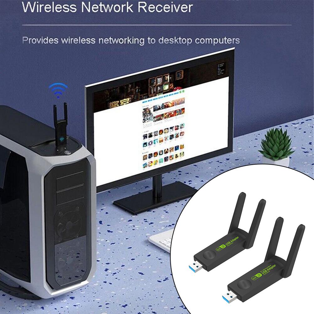 thumbnail image 3 of Wartleves Adaptador USB 3.0 WIFI 1300mbps Dongle inalámbrico Banda dual 2.4G/5G Nuevo, 3 of 7