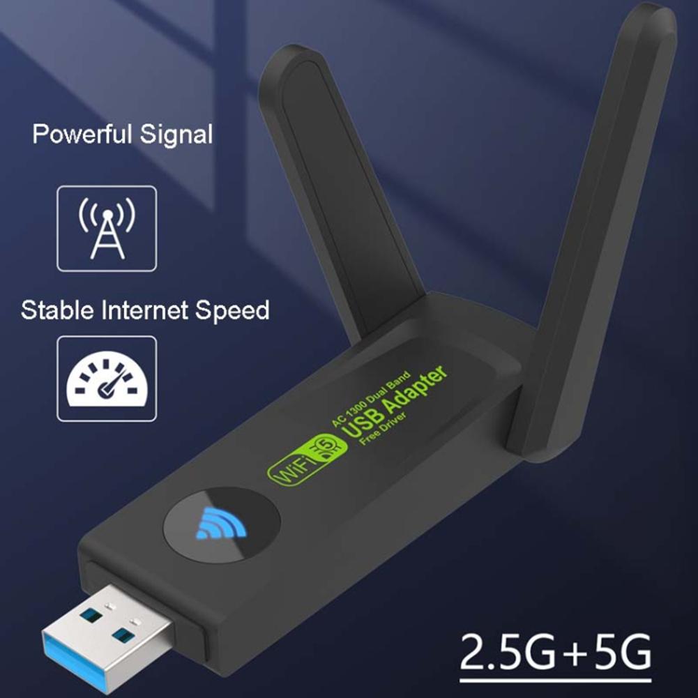 thumbnail image 2 of Wartleves Adaptador USB 3.0 WIFI 1300mbps Dongle inalámbrico Banda dual 2.4G/5G Nuevo, 2 of 7