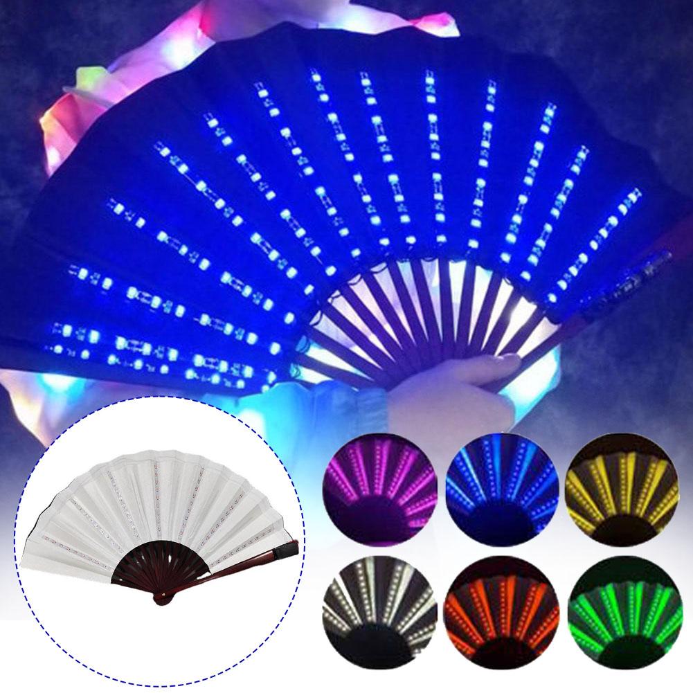 thumbnail image 2 of Wartleves Ventilador LED plegable brillante con luz para baile, espectáculo nocturno, Navidad, Halloween, fiesta, E4T1, 2 of 7