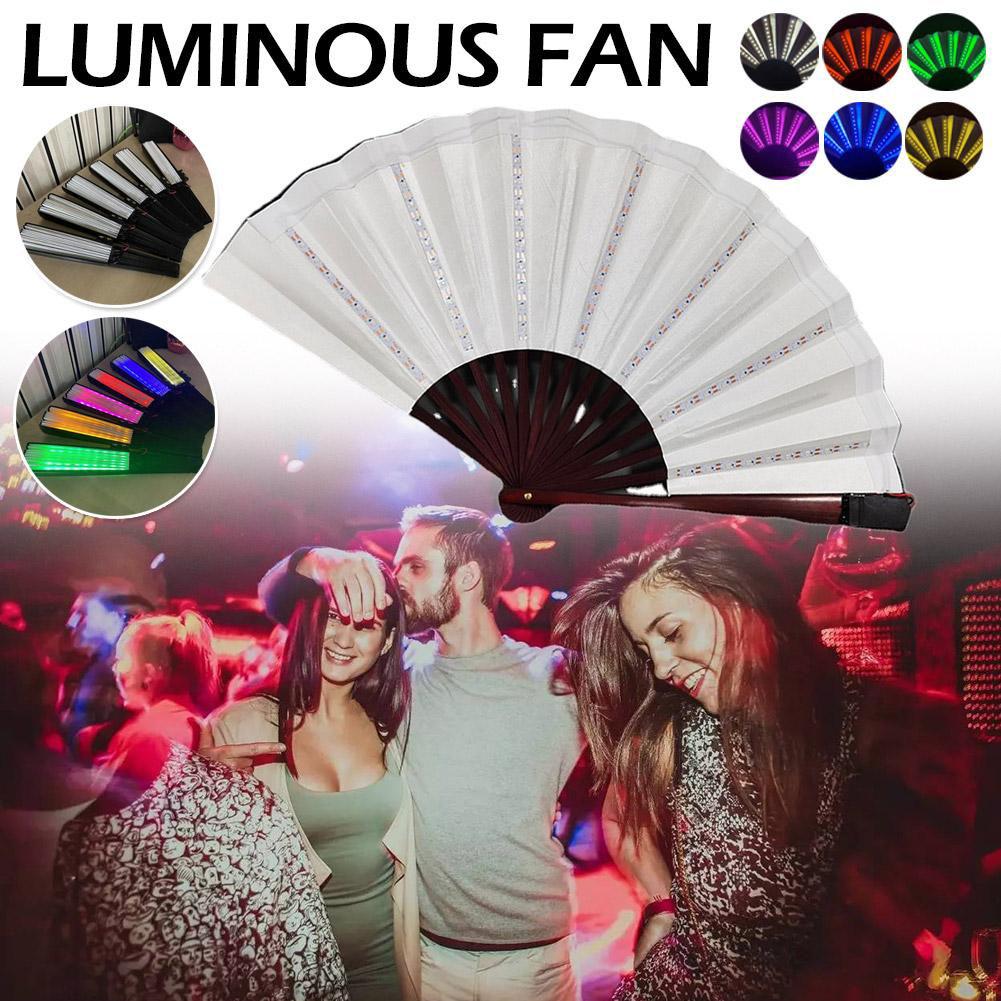 thumbnail image 3 of Wartleves Ventilador LED plegable brillante con luz para baile, espectáculo nocturno, Navidad, Halloween, fiesta, E4T1, 3 of 7
