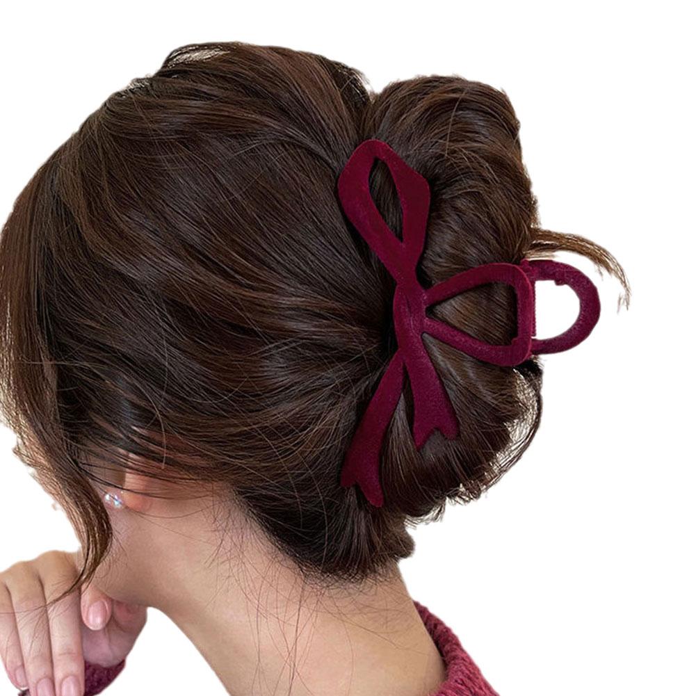 thumbnail image 4 of Ruifaya Pinzas para el pelo con lazo de terciopelo para otoño e invierno, pinzas para el pelo para mujer, accesorios para el pelo francés, elegantes, coreanos, J9Y6, 4 of 7
