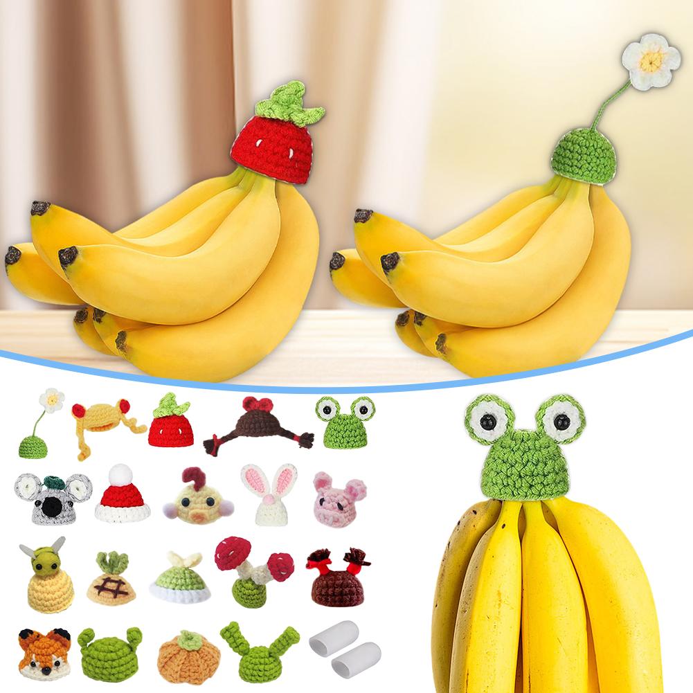 thumbnail image 4 of Wartleves Gorros de plátano de ganchillo de fvituve para mantener los plátanos frescos Gorros para conservar plátanos con 2 tapas de silicona Tapas para conservar plátanos Lindo soporte para conservar, 4 of 7