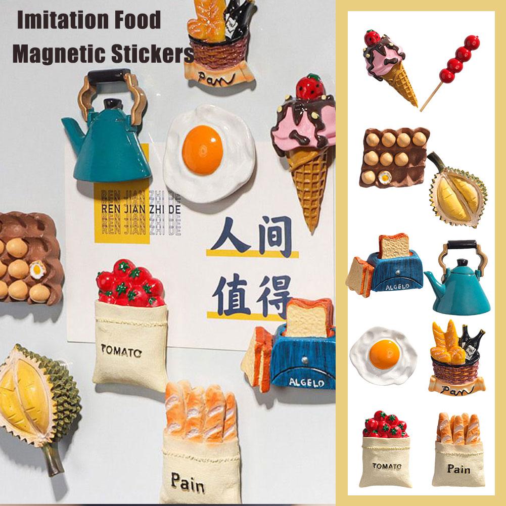 thumbnail image 3 of Wartleves Pegatinas magnéticas 3D para frigorífico, decoración, simulación de alimentos para frigorífico, 3 of 7