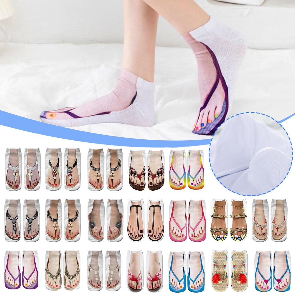 thumbnail image 2 of SGACAI Calcetines con estampado de manicura en 3D, divertidos y ocultos, para correr, 2 of 7