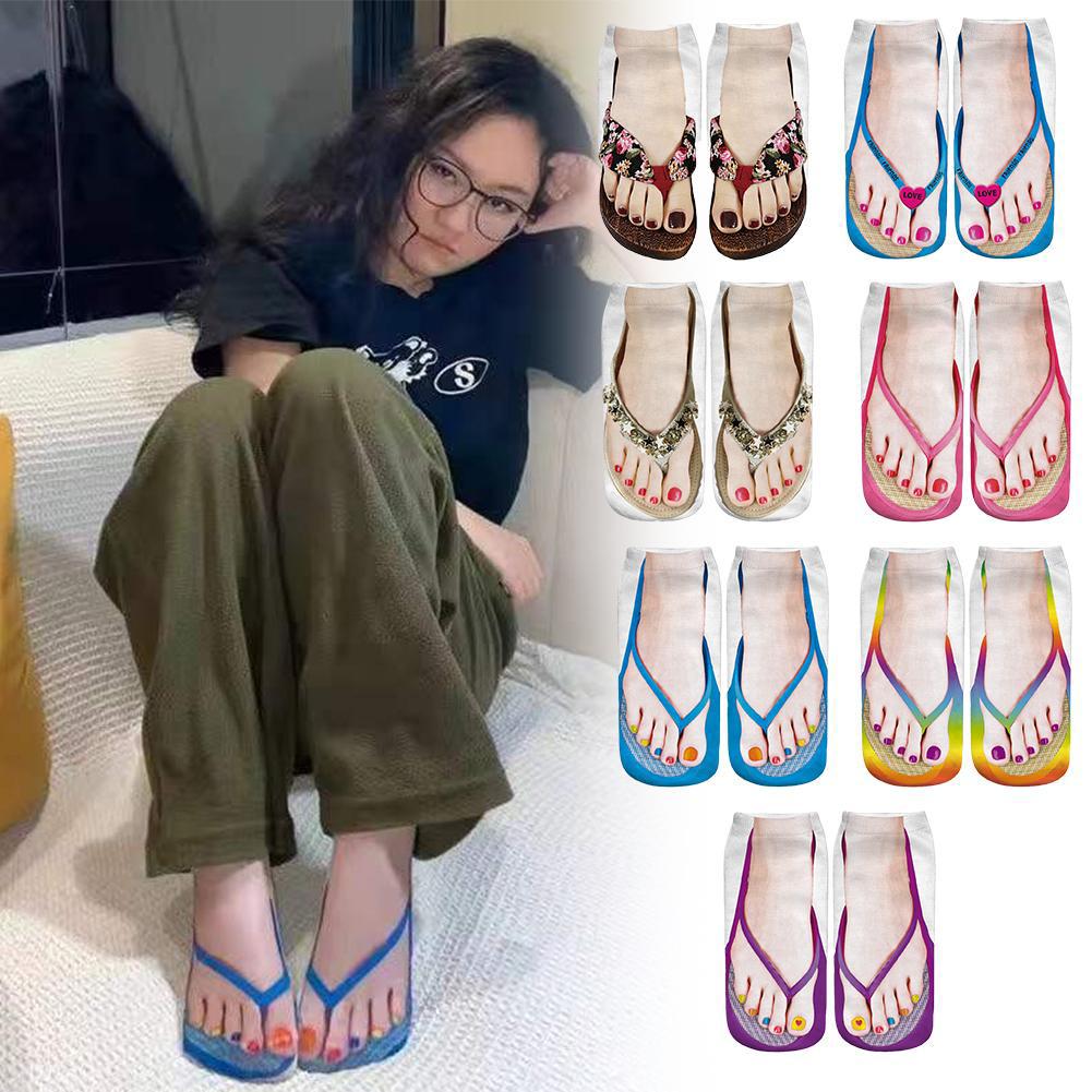 thumbnail image 4 of SGACAI Calcetines con estampado de manicura en 3D, divertidos y ocultos, para correr, 4 of 7