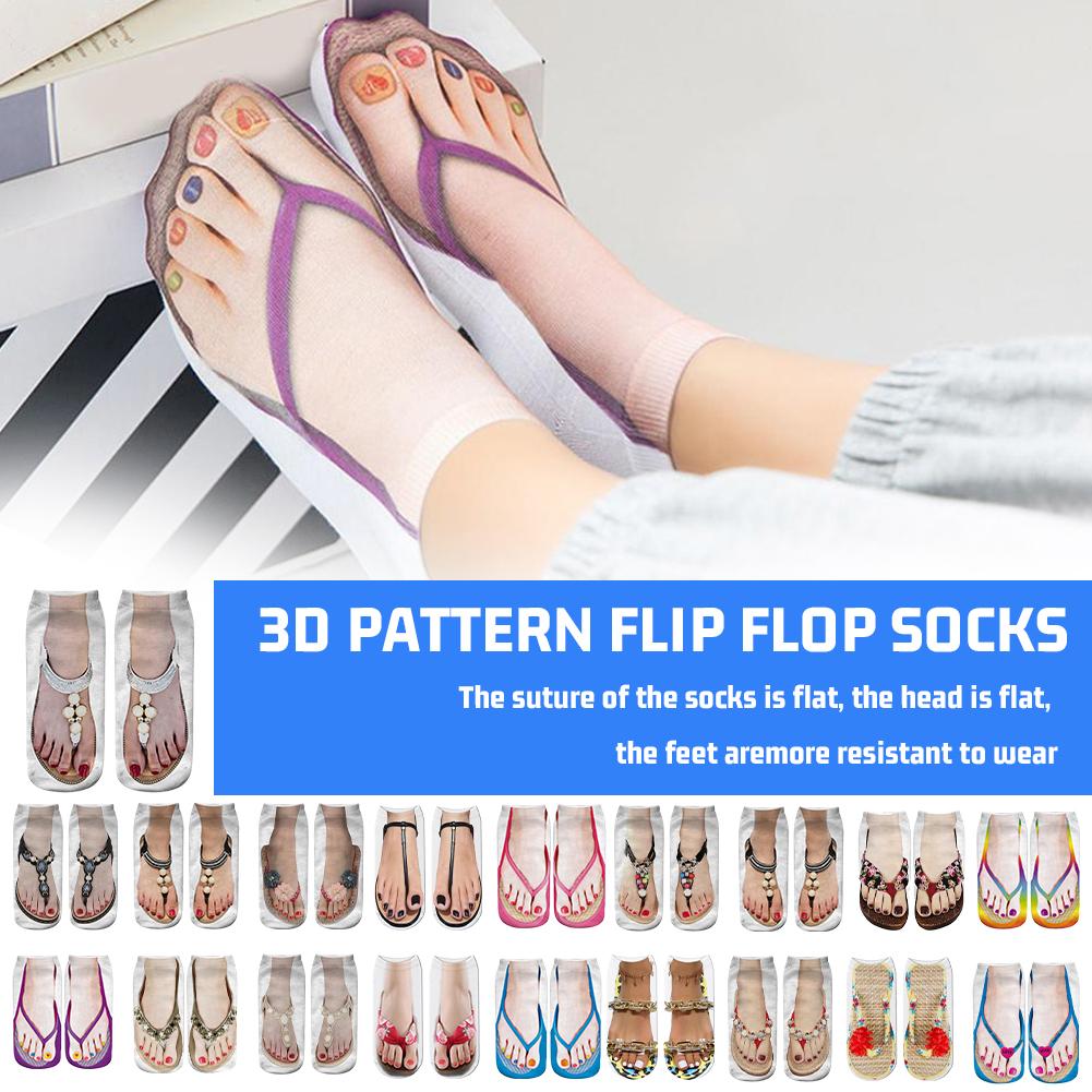 thumbnail image 3 of Ruifaya Calcetines con estampado de manicura en 3D, divertidos y ocultos, para correr, 3 of 7
