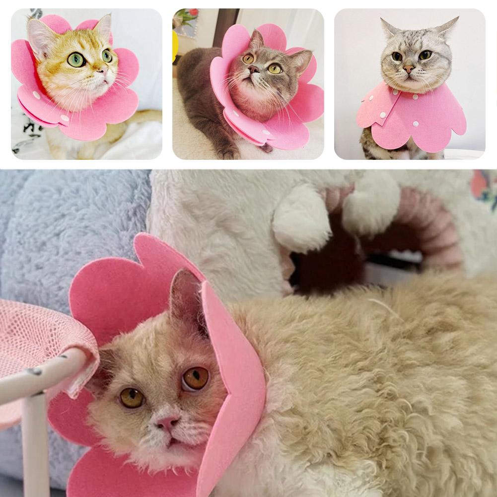 thumbnail image 3 of Ruifaya Collar de flores para perros y gatos con cono suave de fieltro, antimordeduras, ajustable, 3 of 7