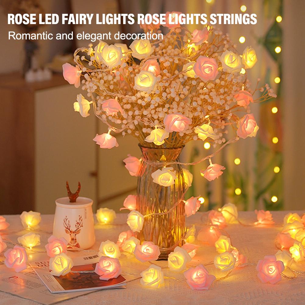thumbnail image 4 of Wartleves Cadena de luces LED de rosas para decoración de dormitorio, luces, 4 of 7