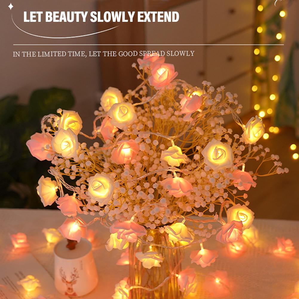 thumbnail image 2 of Wartleves Cadena de luces LED de rosas para decoración de dormitorio, luces, 2 of 7