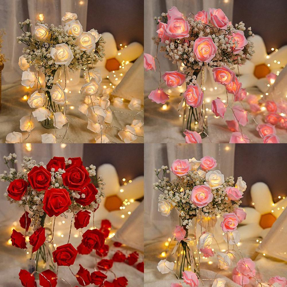 thumbnail image 5 of Wartleves Cadena de luces LED de rosas para decoración de dormitorio, luces, 5 of 7