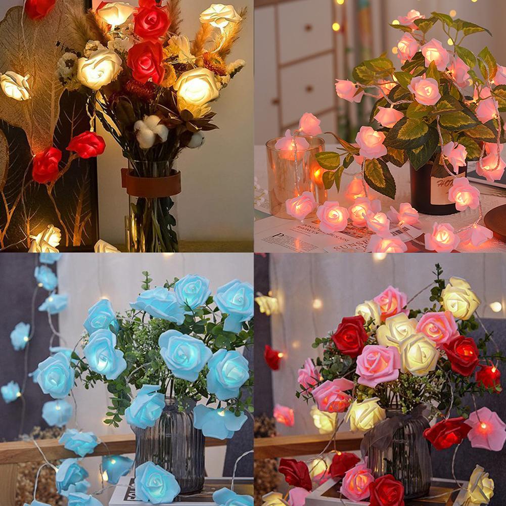thumbnail image 3 of Wartleves Cadena de luces LED de rosas para decoración de dormitorio, luces, 3 of 7