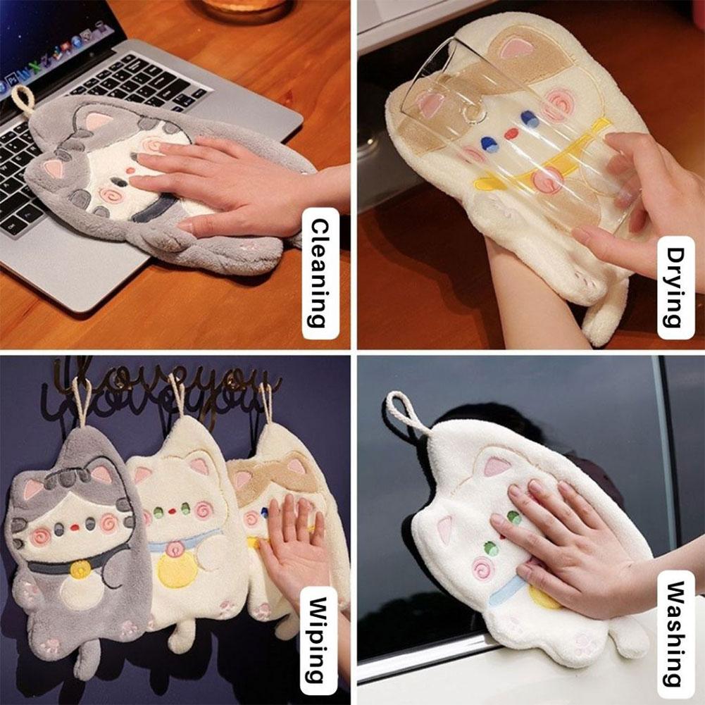 thumbnail image 4 of Wartleves Toallas de mano con dibujos de gatos, lindas toallas de baño para colgar, suaves y absorbentes ↖, 4 of 7
