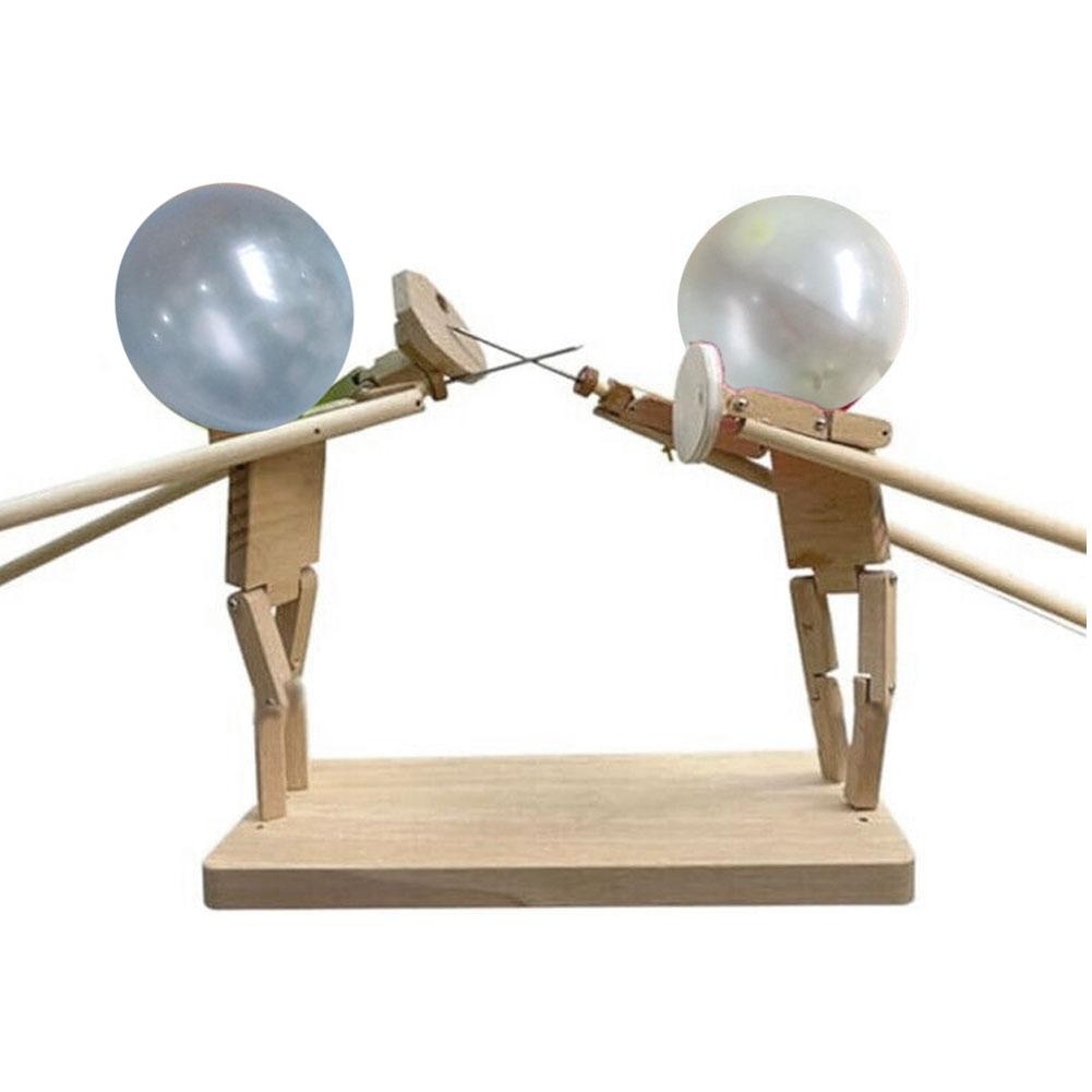 Balloon Bamboo Man Battle, 2024 New Handmade Wooden Fencing Puppets, Wooden  Bots Battle