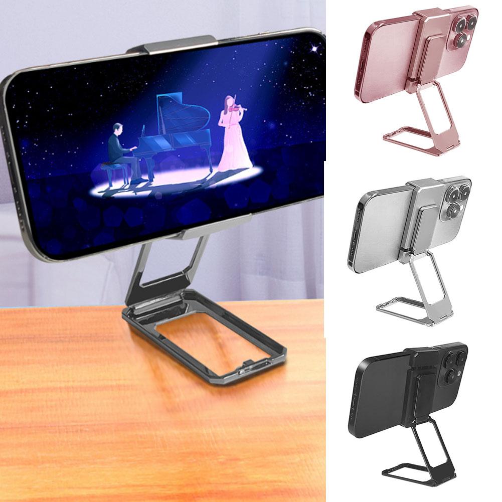 thumbnail image 3 of SGACAI Teléfono de metal plegable portátil con clip para los dedos, soporte de ángulo telescópico ajustable, 3 of 7