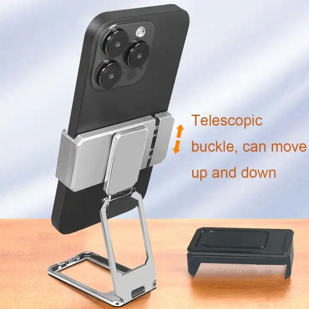 thumbnail image 2 of SGACAI Teléfono de metal plegable portátil con clip para los dedos, soporte de ángulo telescópico ajustable, 2 of 7