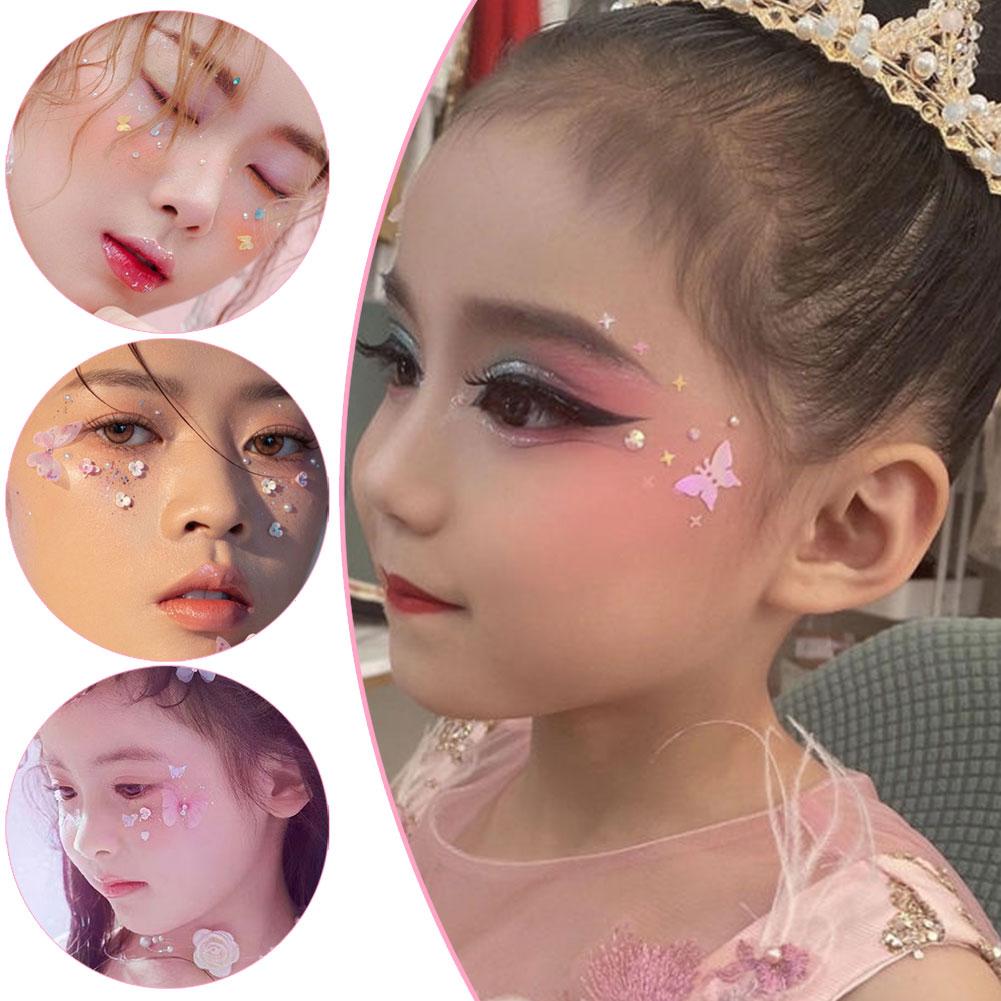 thumbnail image 2 of Wartleves Pegatinas de maquillaje facial para niños, maquillaje de ojos para novias, luz de diamante, decoración facial U9, 2 of 7