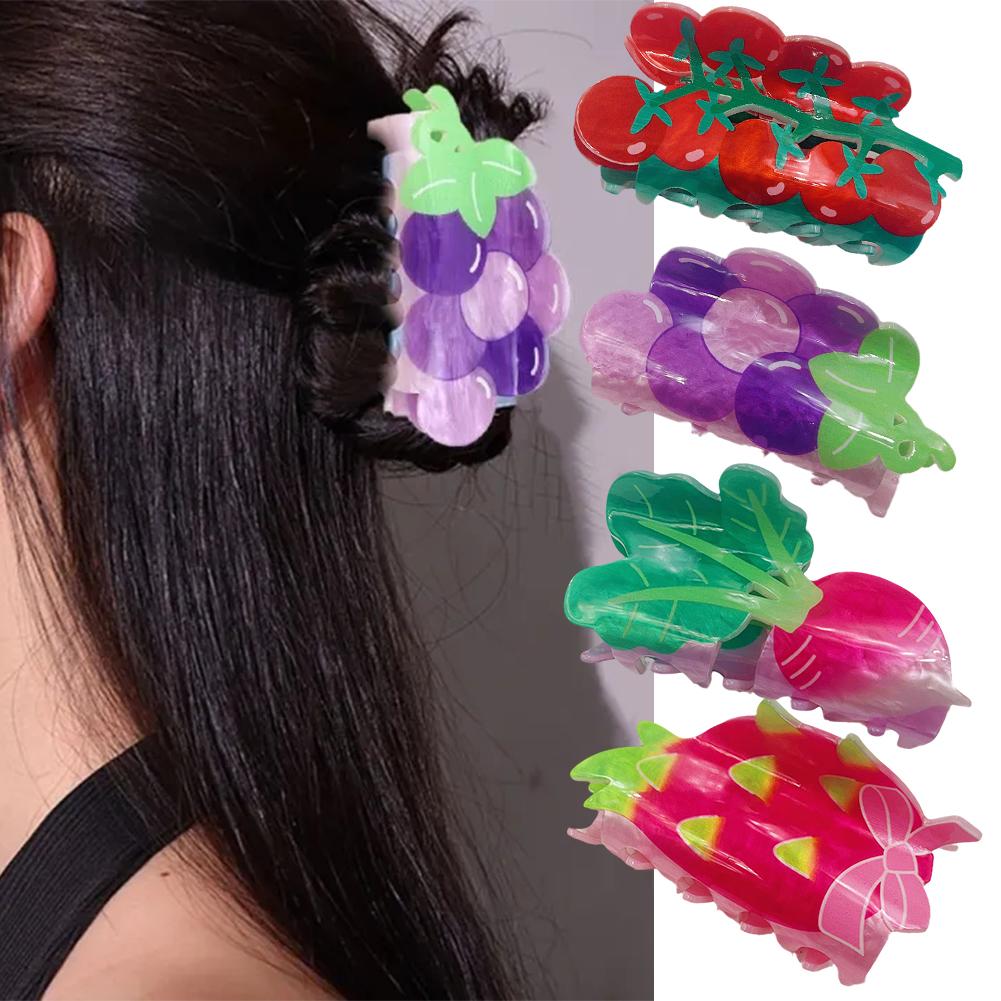 thumbnail image 2 of Ruifaya Pinzas para el pelo con forma de fruta y verdura para mujer, bonitas, grandes, 2 of 7
