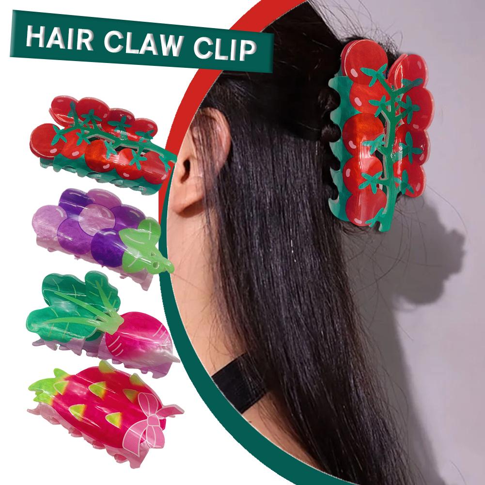 thumbnail image 4 of Ruifaya Pinzas para el pelo con forma de fruta y verdura para mujer, bonitas, grandes, 4 of 7