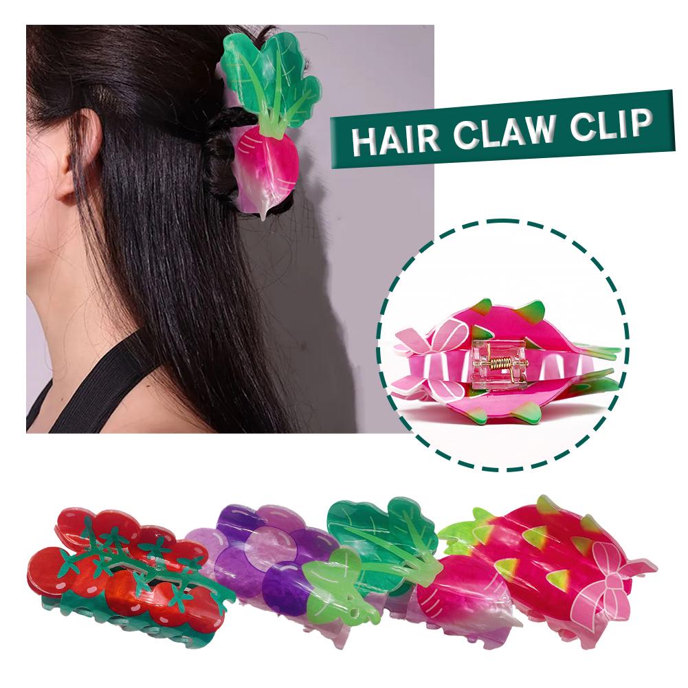 thumbnail image 3 of Ruifaya Pinzas para el pelo con forma de fruta y verdura para mujer, bonitas, grandes, 3 of 7