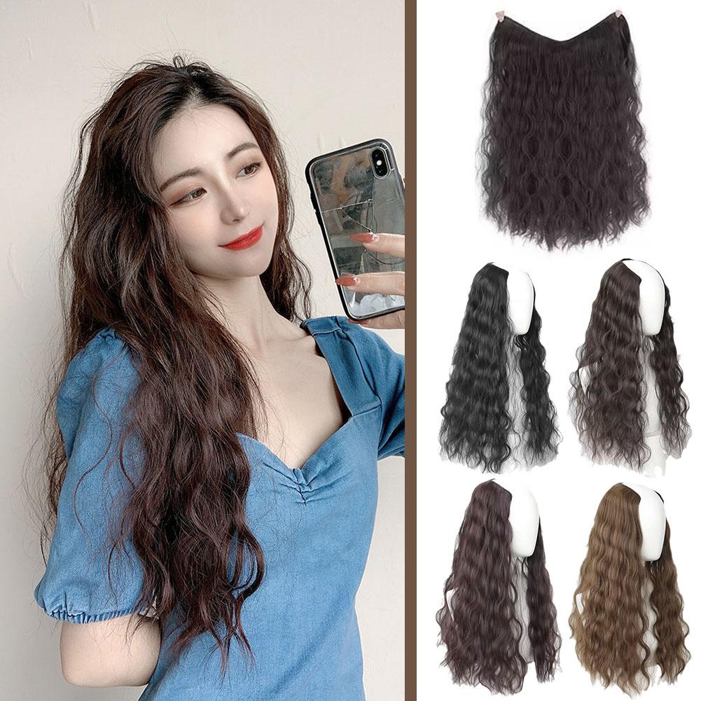 thumbnail image 3 of Ruifaya Peluca femenina de 45 cm, 55 cm y 65 cm con cabello largo y rizado, onda en forma de U, una pieza esponjosa O9 Z (▲, 3 of 7