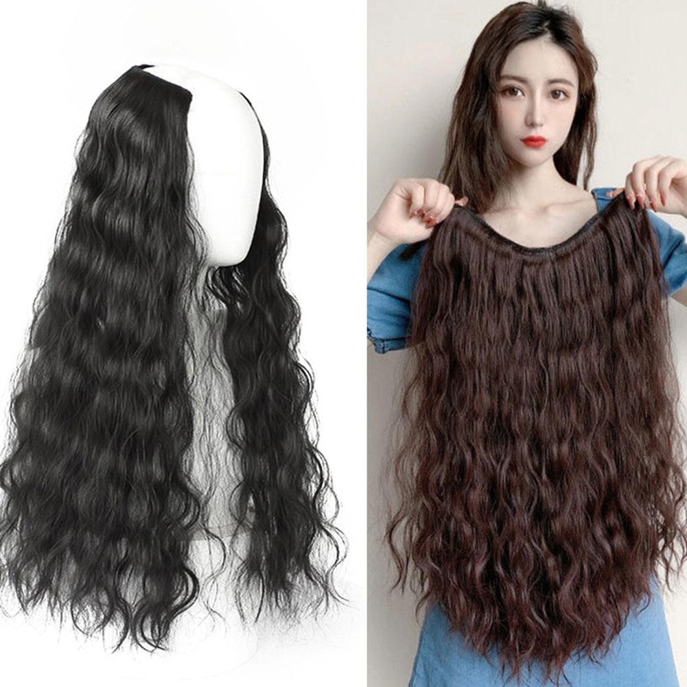 thumbnail image 2 of Ruifaya Peluca femenina de 45 cm, 55 cm y 65 cm con cabello largo y rizado, onda en forma de U, una pieza esponjosa O9 Z (▲, 2 of 7