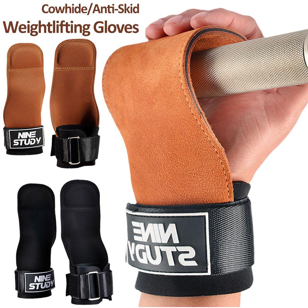 Description Picture 5 of itemDouble Layers PU Leather Gloves Wrist Straps for Weight lifting Grips Women Men GYM Deadlift Training Bench Press Pull-up Gloves
